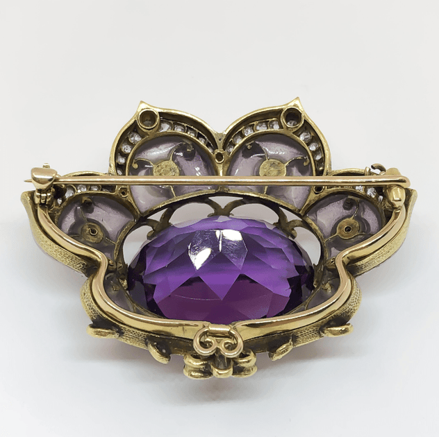 Louis Vuitton 18K Amethyst & Sapphire Floral Brooch-Pendant