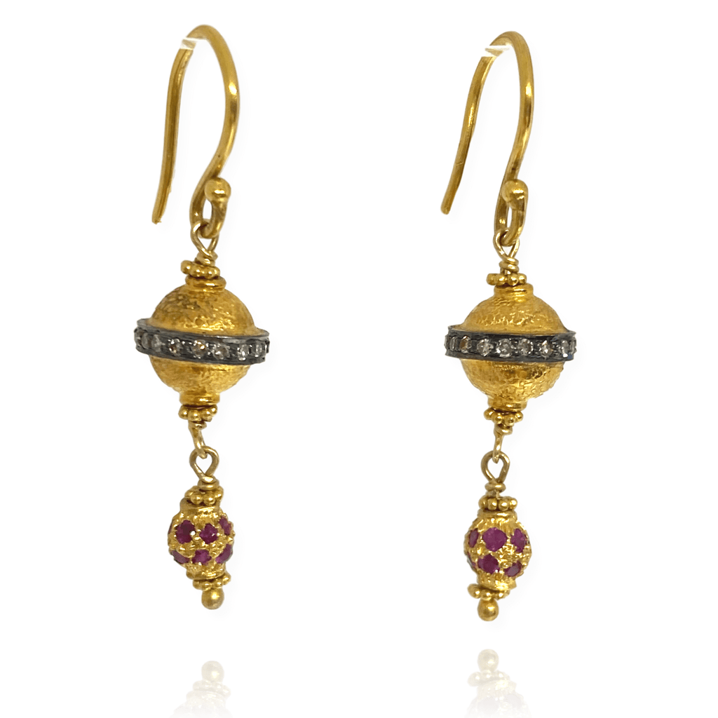 Genuine Gold Solid 22k Gold 916 Gold Dangling Beads Style Bali Earrings  22ct Pure Gold - Etsy